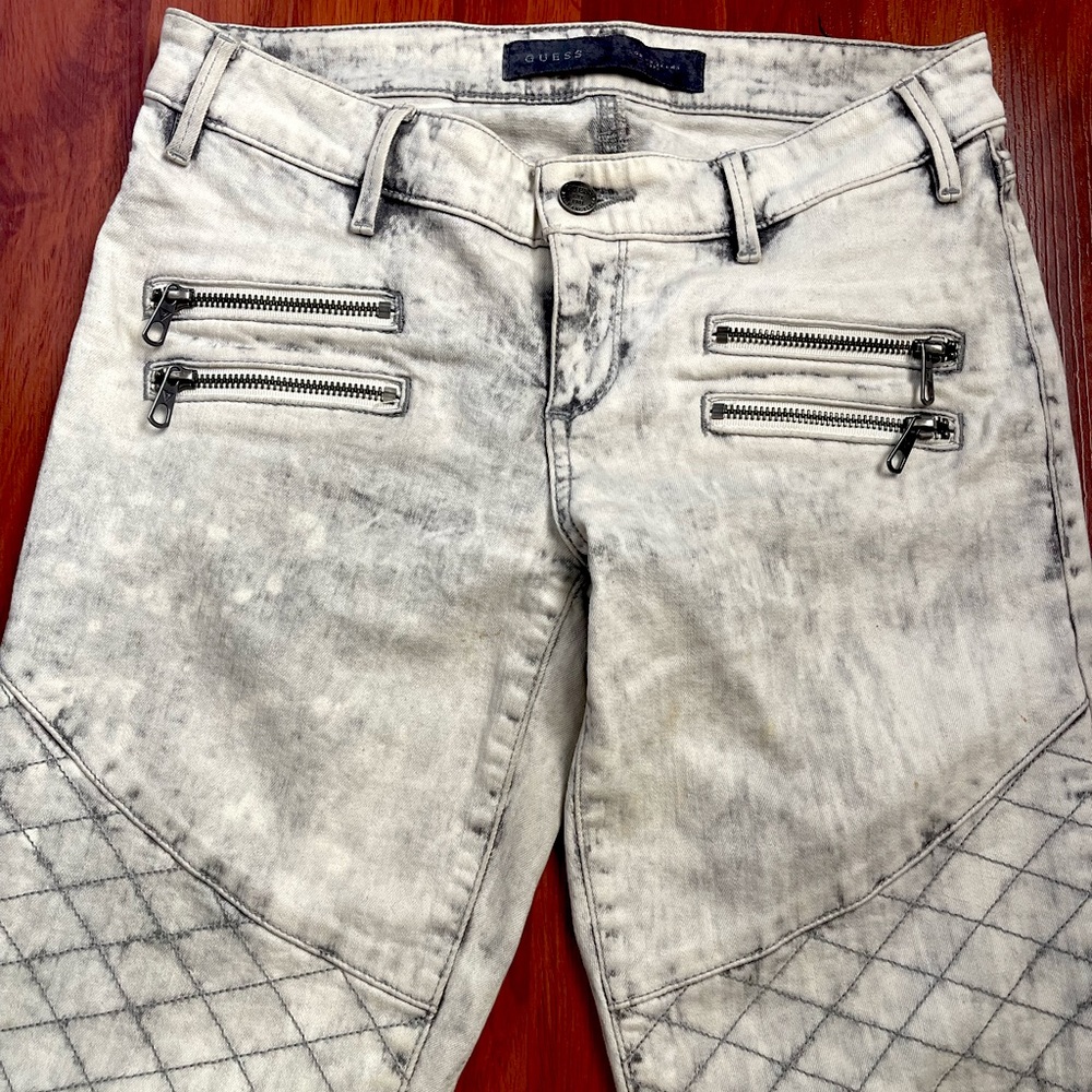 Acid Wash Guess Pants with zipper details